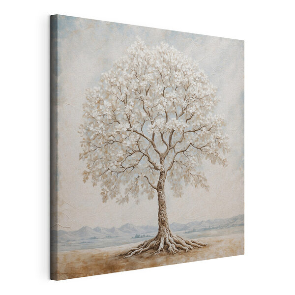 Stampa su tela Albero con fiori bianchi