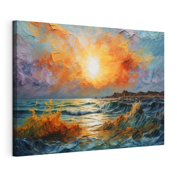 Dipinto raffigurante un tramonto su uno specchio d'acqua Stampa su tela Dipinto raffigurante un tramonto su uno specchio d'acqua