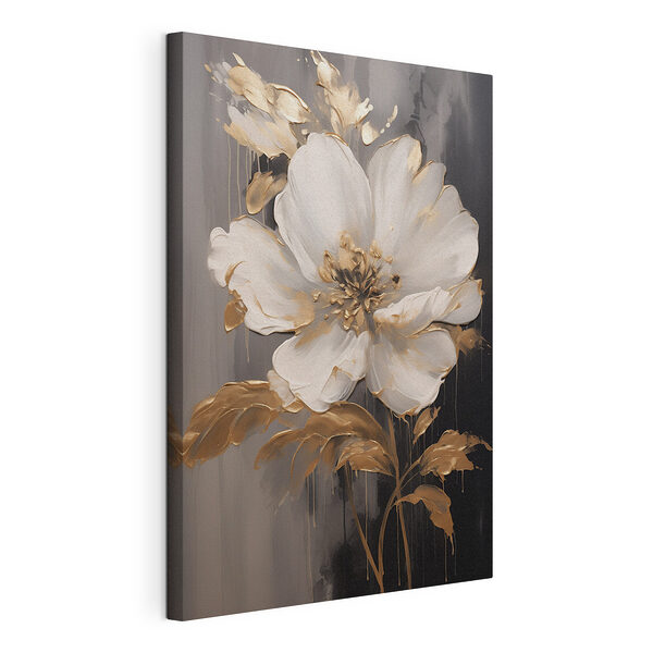 Elegante fiore bianco su sfondo scuro Stampa su tela Elegante fiore bianco su sfondo scuro