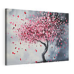 Stampa su tela Albero con petali rosa