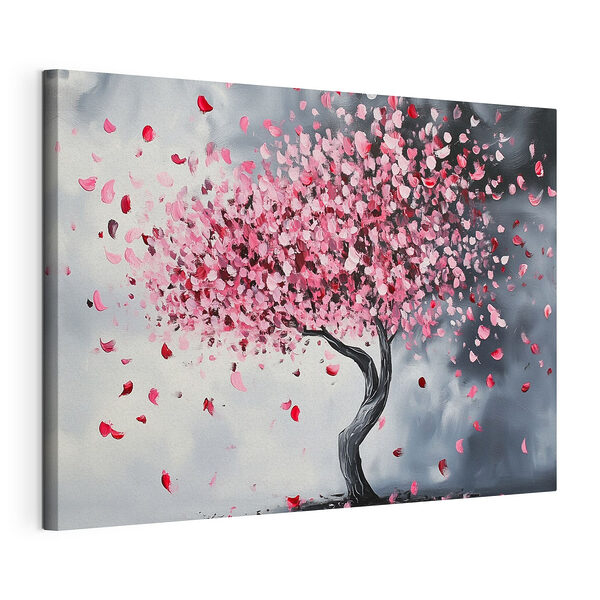 Albero con petali rosa Stampa su tela Albero con petali rosa