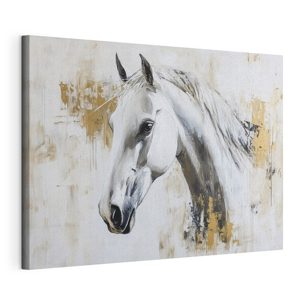 Stampa su tela Dipinto raffigurante un cavallo bianco