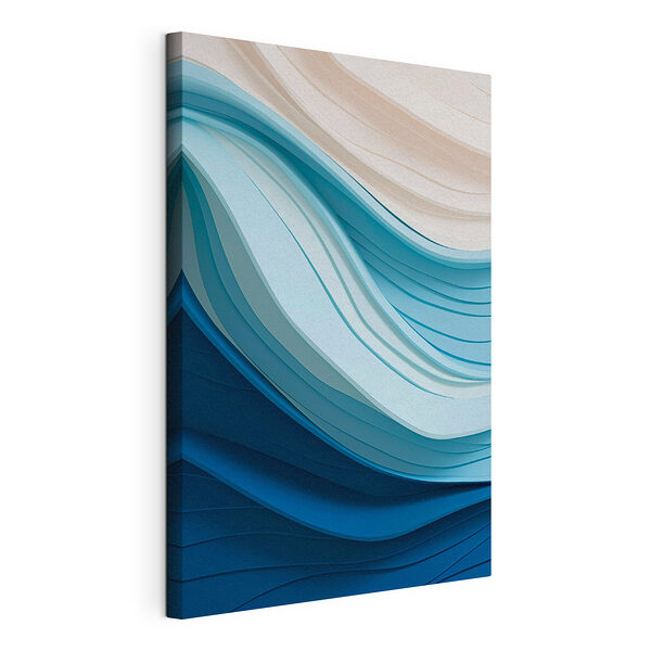 Linee ondulate blu e bianche Stampa su tela Linee ondulate blu e bianche