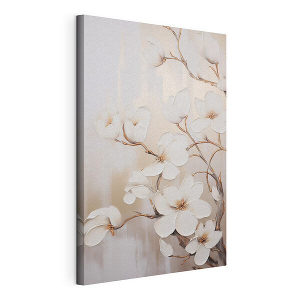 Stampa su tela Dipinto raffigurante fiori bianchi