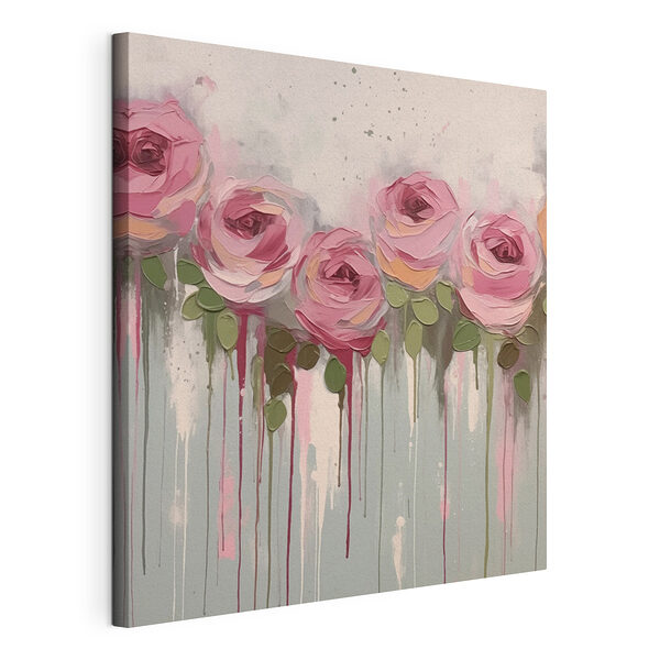 Stampa su tela Dipinto raffigurante rose rosa