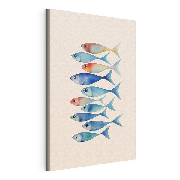 Gruppo di pesci di diversi colori Stampa su tela Gruppo di pesci di diversi colori