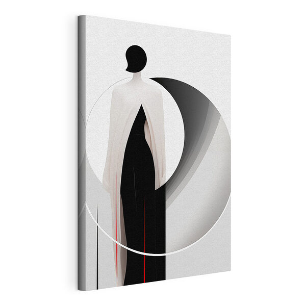 Donna con indosso un abito bianco e nero Stampa su tela Donna con indosso un abito bianco e nero