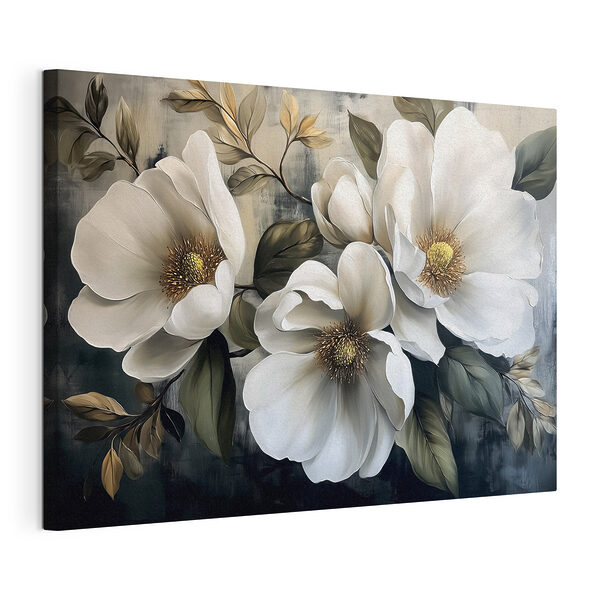 Stampa su tela Dipinto raffigurante fiori bianchi