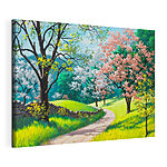 Stampa su tela Gruppo di alberi con fiori rosa