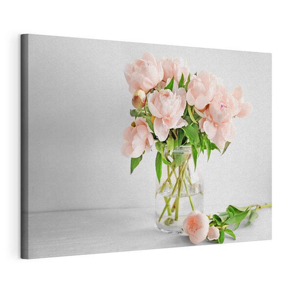 Stampa su tela Peonie rosa tenue in un vaso di vetro