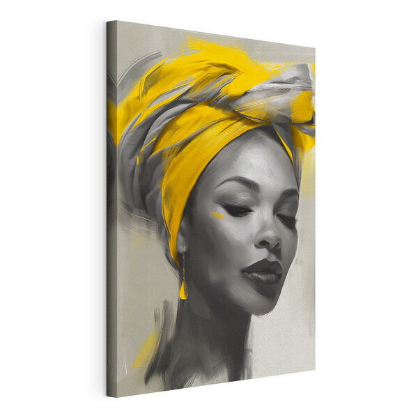 Stampa su tela Donna con un turbante giallo