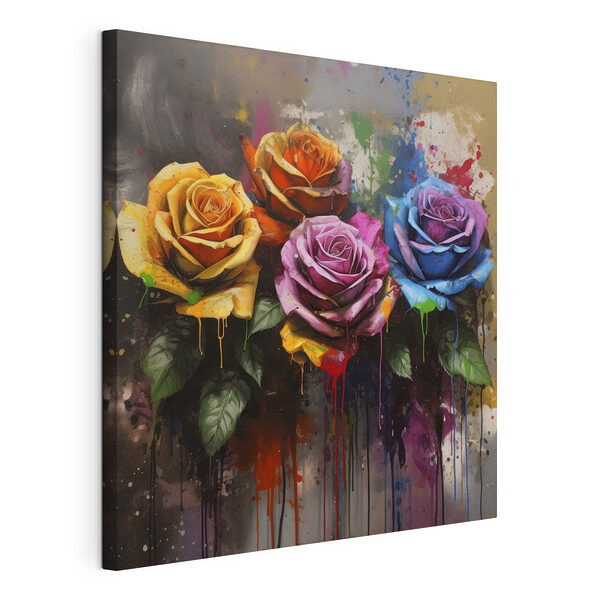 Stampa su tela Dipinto raffigurante rose colorate