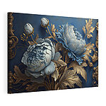 Stampa su tela Fiori blu con dettagli decorativi