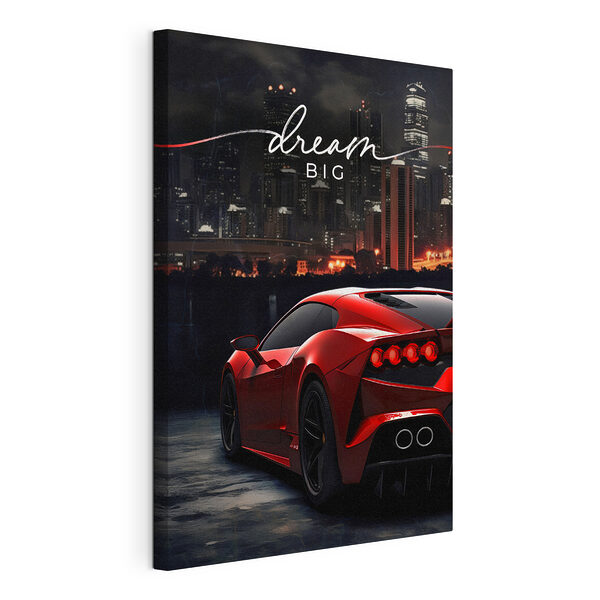 Stampa su tela Città notturna, auto rossa che sogna in grande (COD: s35464) Stampa su tela Stampa su tela Città notturna, auto rossa che sogna in grande (COD: s35464)