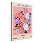 Stampa su tela Dipinto di fiori dai colori vivaci su sfondo rosa
