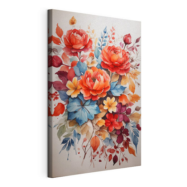 Stampa su tela Dipinto di fiori e foglie