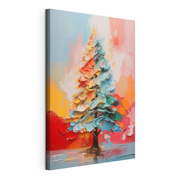 Stampa su tela Dipinto raffigurante un albero con colori diversi