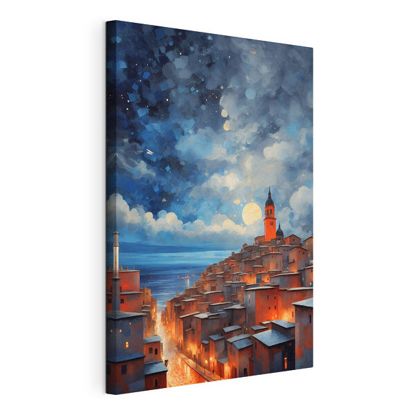 Stampa su tela Cielo stellato sopra la città al tramonto (COD: s36229) Stampa su tela Stampa su tela Cielo stellato sopra la città al tramonto (COD: s36229)