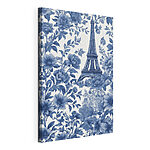 Stampa su tela Motivo floreale blu e bianco con una torre