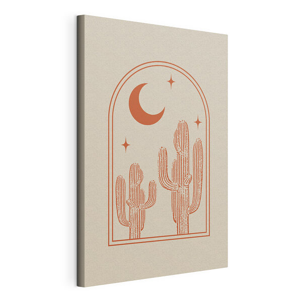 Immagine raffigurante un cactus e la luna Stampa su tela Immagine raffigurante un cactus e la luna
