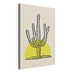 Stampa su tela Cactus con un cerchio giallo e delle stelle