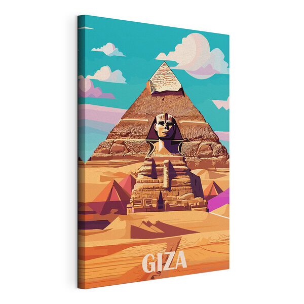 Piramide con la statua di una donna Stampa su tela Piramide con la statua di una donna