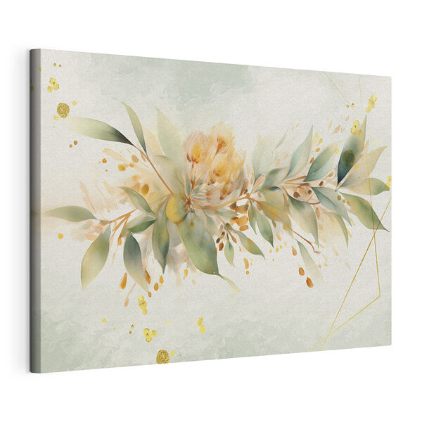 Stampa su tela Dipinto di fiori e foglie