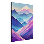 Stampa su tela Dipinto di montagne dai colori viola e blu