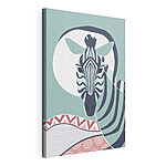 Stampa su tela Zebra con un cerchio bianco su sfondo blu