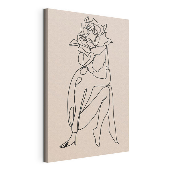 Disegno di una persona con una rosa Stampa su tela Disegno di una persona con una rosa
