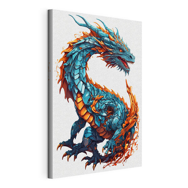 Stampa su tela Drago blu e arancione