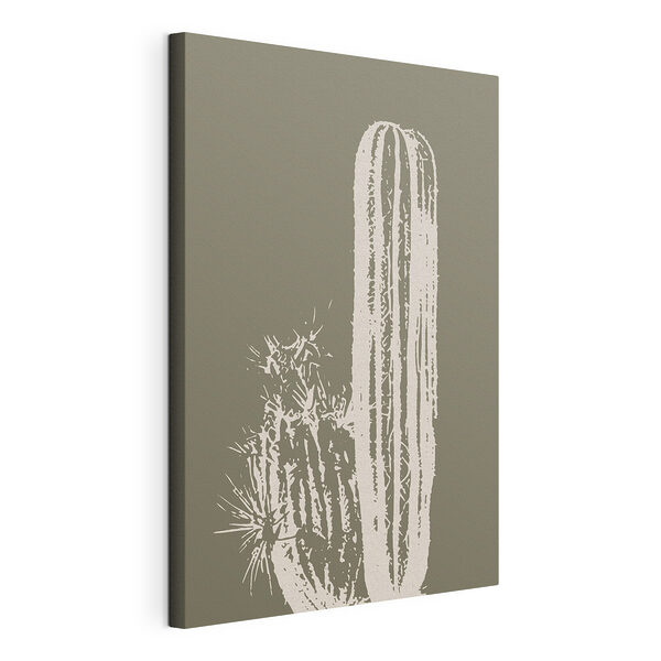 Cactus bianco su sfondo marrone Stampa su tela Cactus bianco su sfondo marrone