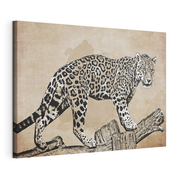 Maestoso leopardo appollaiato su un ramo Stampa su tela Maestoso leopardo appollaiato su un ramo