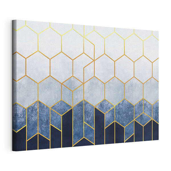 Stampa su tela Motivo a esagoni blu e bianchi