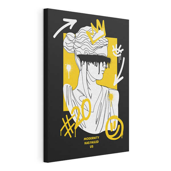 Illustrazione in bianco e nero raffigurante una donna con della vernice nera che le cola sugli occhi Stampa su tela Illustrazione in bianco e nero raffigurante una donna con della vernice nera che le cola sugli occhi