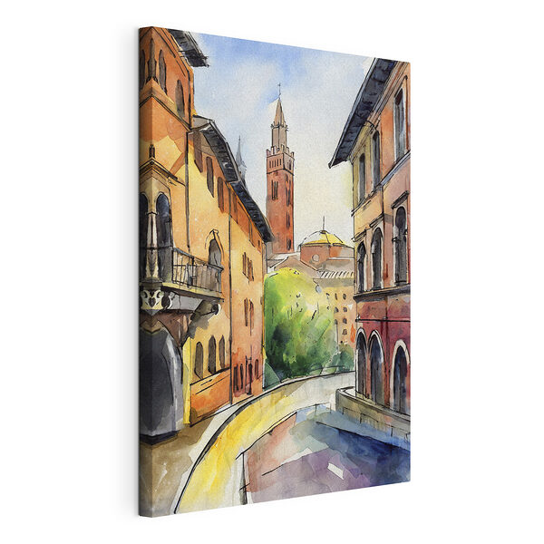 Stampa su tela Acquerello raffigurante una strada con edifici e alberi (COD: s36684) Stampa su tela Stampa su tela Acquerello raffigurante una strada con edifici e alberi (COD: s36684)