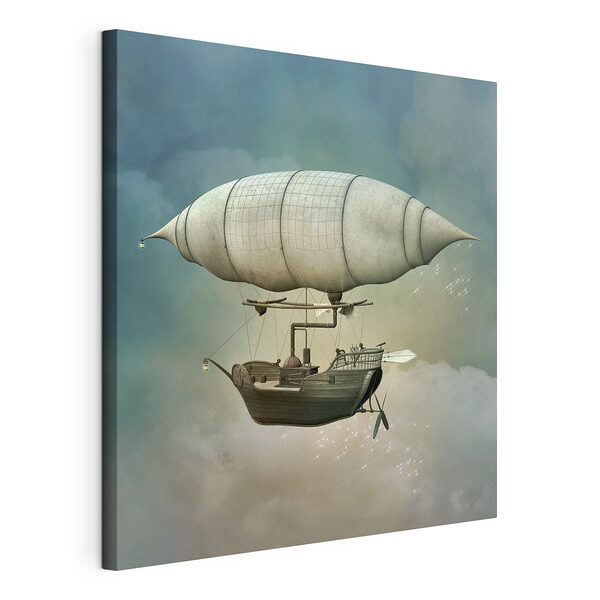 Un viaggio da sogno in dirigibile attraverso il cielo Stampa su tela Un viaggio da sogno in dirigibile attraverso il cielo