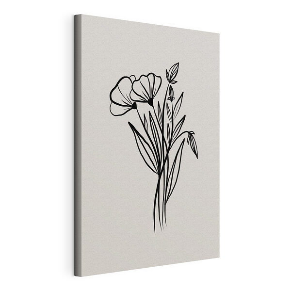 Stampa su tela Disegno in bianco e nero di fiori