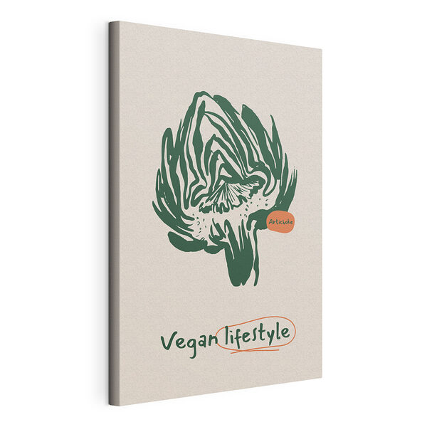 Stampa su tela Illustrazione di un carciofo dedicata allo stile di vita vegano (COD: s36868) Stampa su tela Stampa su tela Illustrazione di un carciofo dedicata allo stile di vita vegano (COD: s36868)
