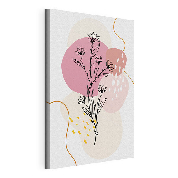 Stampa su tela Disegno di fiori su sfondo rosa
