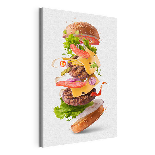 Stampa su tela L'hamburger "decostruito" svela gustosi strati