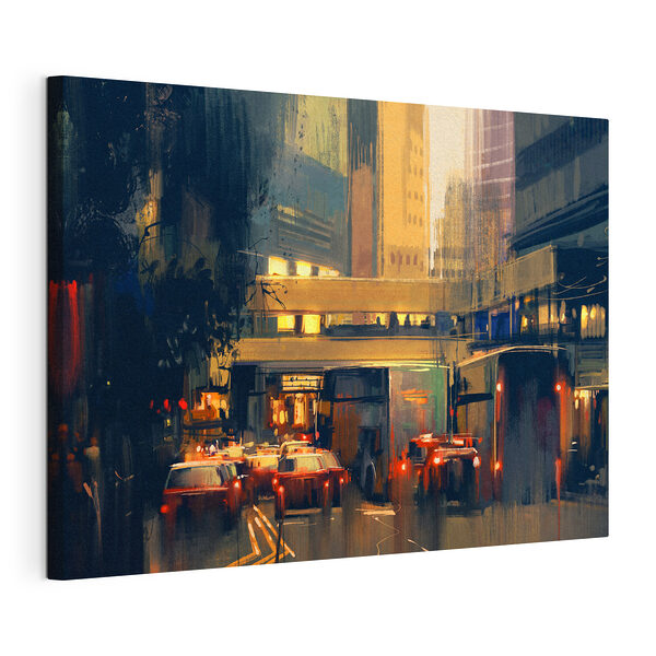 Stampa su tela Le luci della città illuminano la strada animata (COD: s37110) Stampa su tela Stampa su tela Le luci della città illuminano la strada animata (COD: s37110)