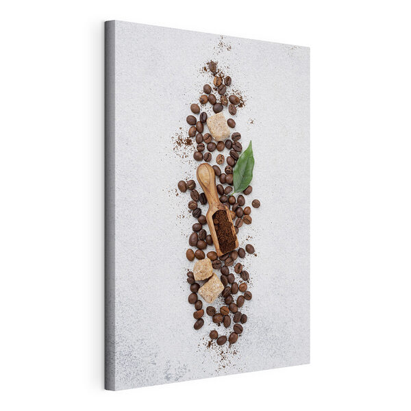 Stampa su tela Chicchi di caffè e caffè macinato con zucchero (COD: s37178) Stampa su tela Stampa su tela Chicchi di caffè e caffè macinato con zucchero (COD: s37178)