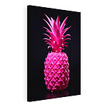 Stampa su tela Ananas rosa vivace su sfondo nero