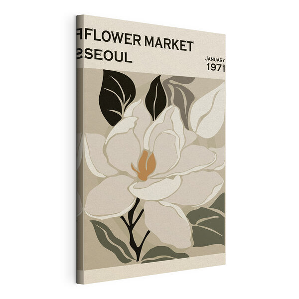 Stampa su tela Fiore bianco con foglie nere (COD: s37265) Stampa su tela Stampa su tela Fiore bianco con foglie nere (COD: s37265)
