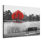 Stampa su tela Albero con foglie rosse