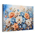 Stampa su tela Fiori dai colori vivaci, in blu e arancione