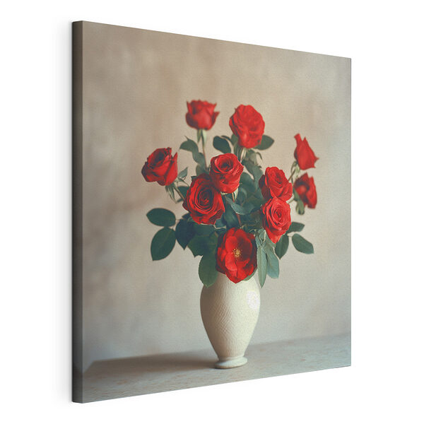 Stampa su tela Rose rosse disposte in un elegante vaso