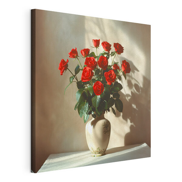 Stampa su tela Bouquet dai colori vivaci di rose rosse
