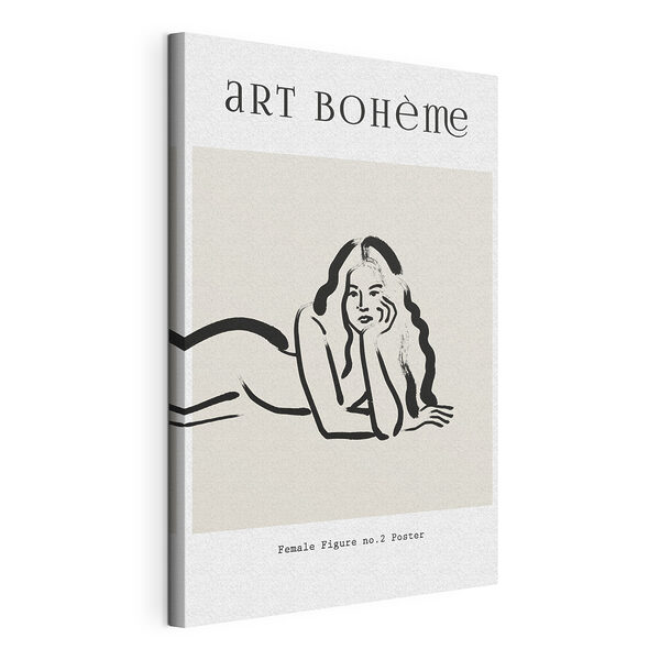 Disegno di una donna sdraiata a pancia in giù Stampa su tela Disegno di una donna sdraiata a pancia in giù